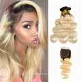 Hot Selling 1b 613 Two Tone Ombre Body Wave Peruvian Human Hair with Dark Root
